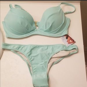Aqua two-piece cheeky bikini bathing suit